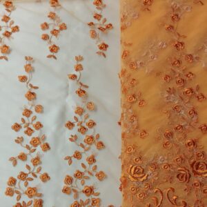 Dantela  portocalie cu bordura de  flori 11034