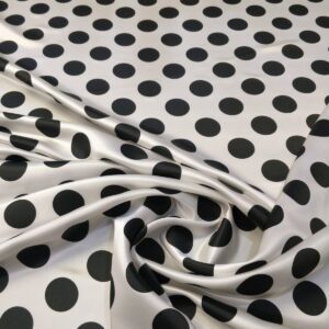 Satin vascoza -alb cu buline negre-Designeri Celebri 7685