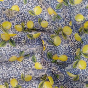 Voal chiffon matase naturala imprimata – majolica lemon print 11093