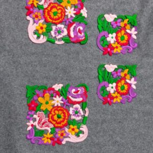Aplicație flori multicolore brodate -DG 405