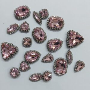 Aplicatii  pietre cristale roz pal cu argintiu  575